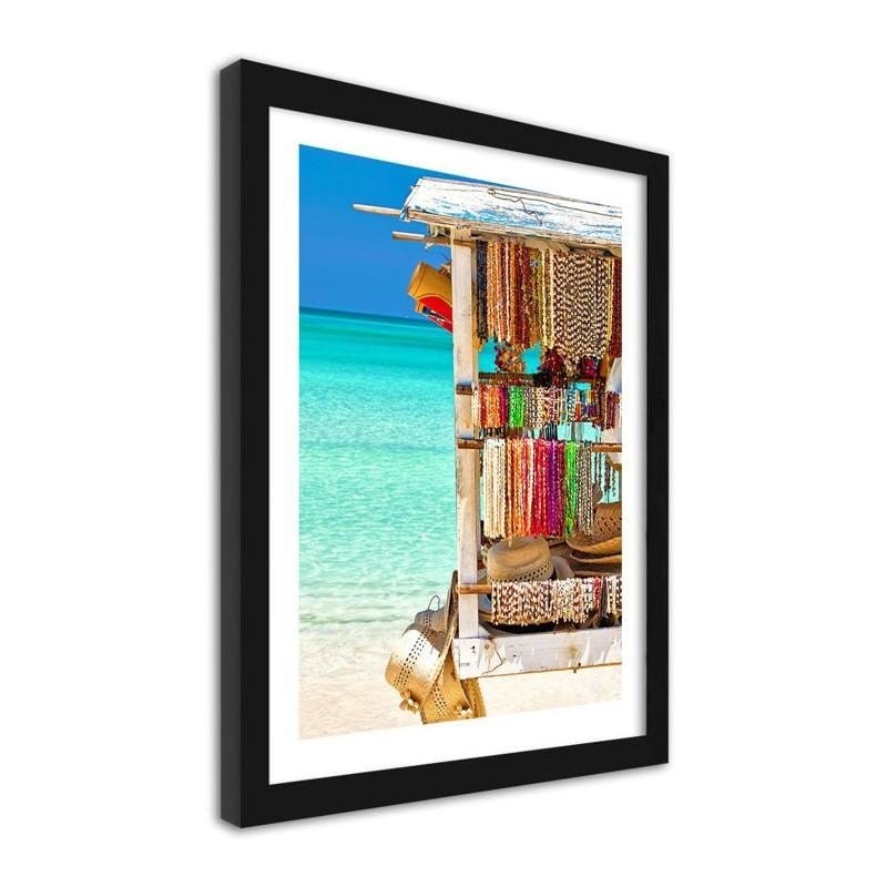 Glezna melnā rāmī - Tropical souvenir beach Home Trends