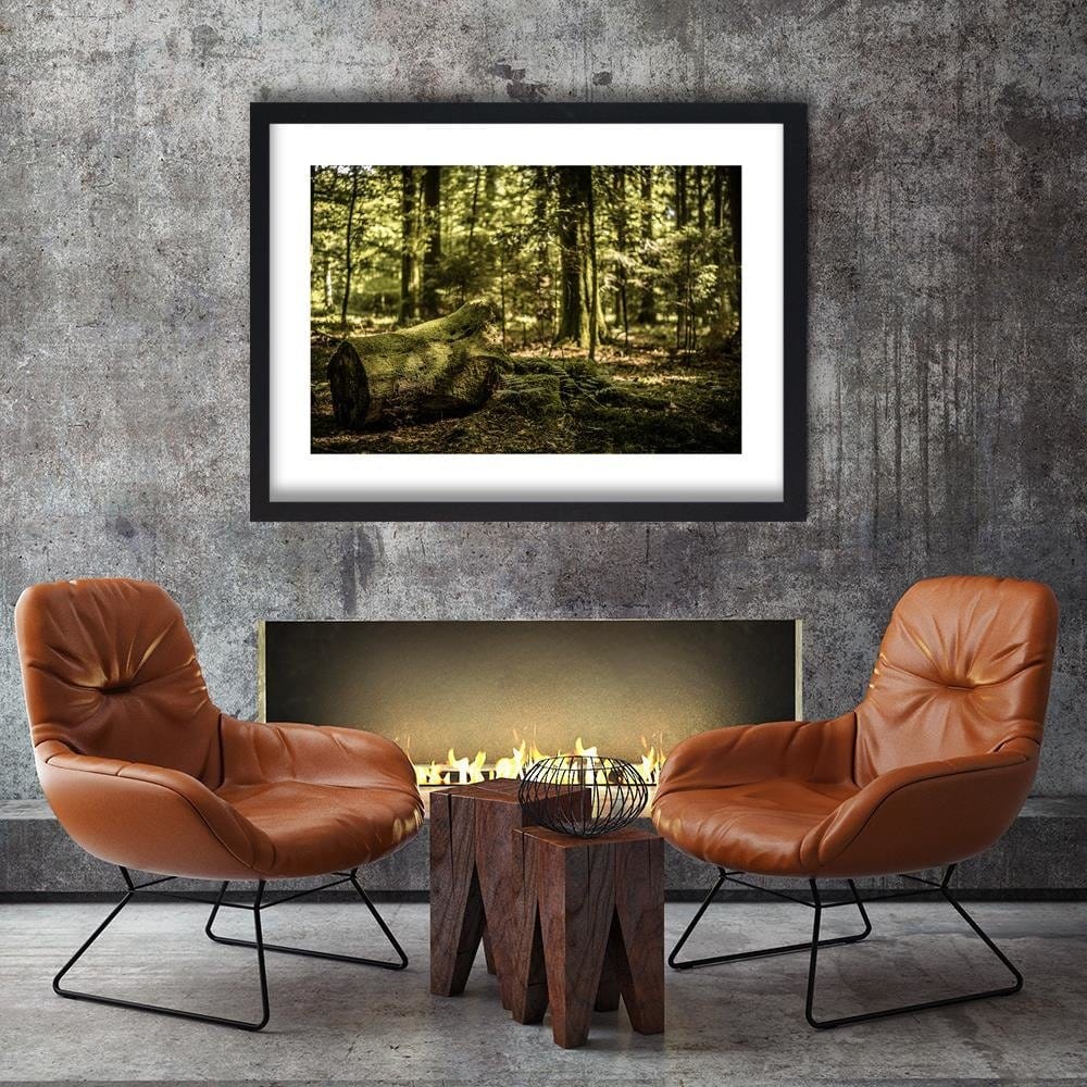 Glezna melnā rāmī - Trunk Covered With Moss Home Trends
