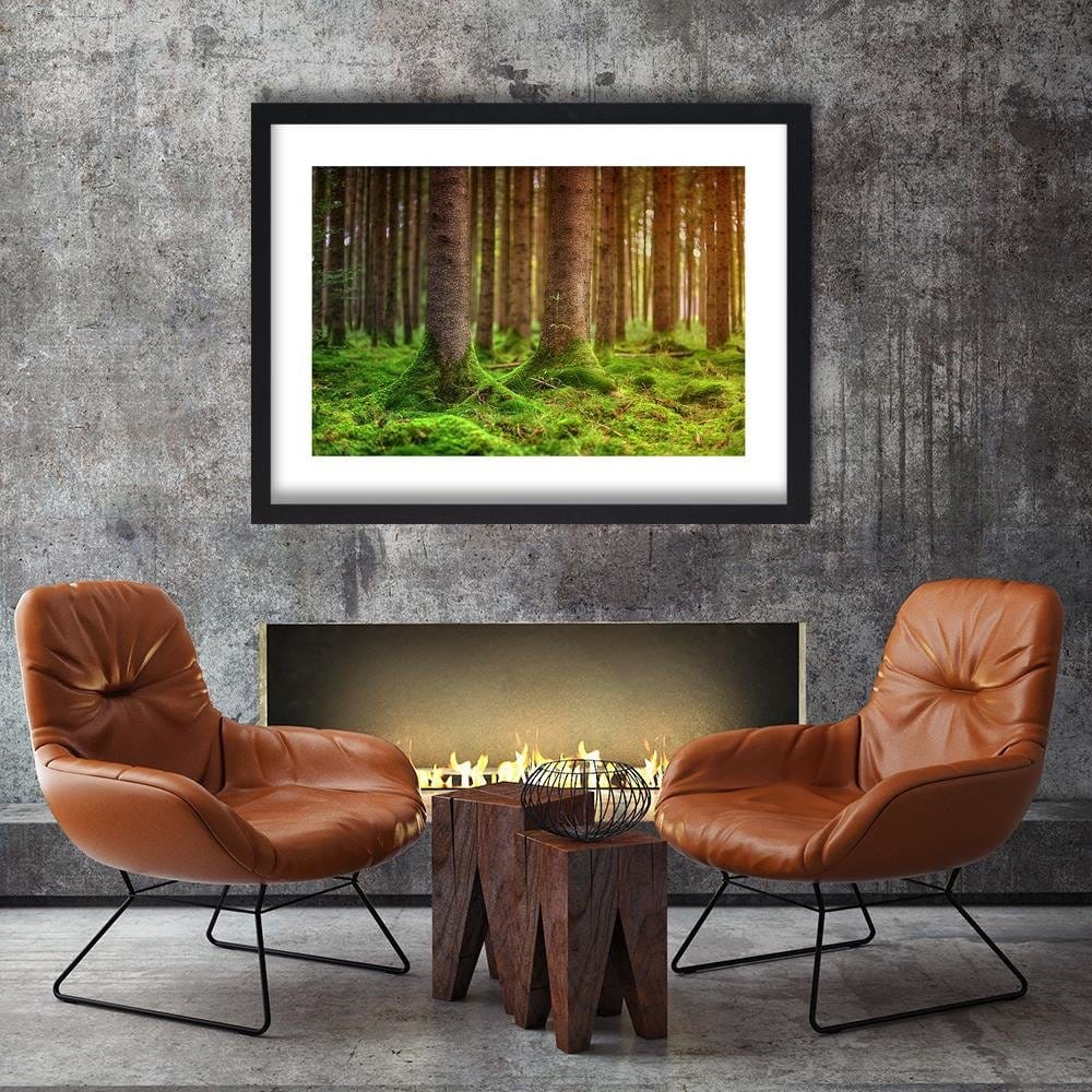Glezna melnā rāmī - Trunks Covered With Moss Home Trends