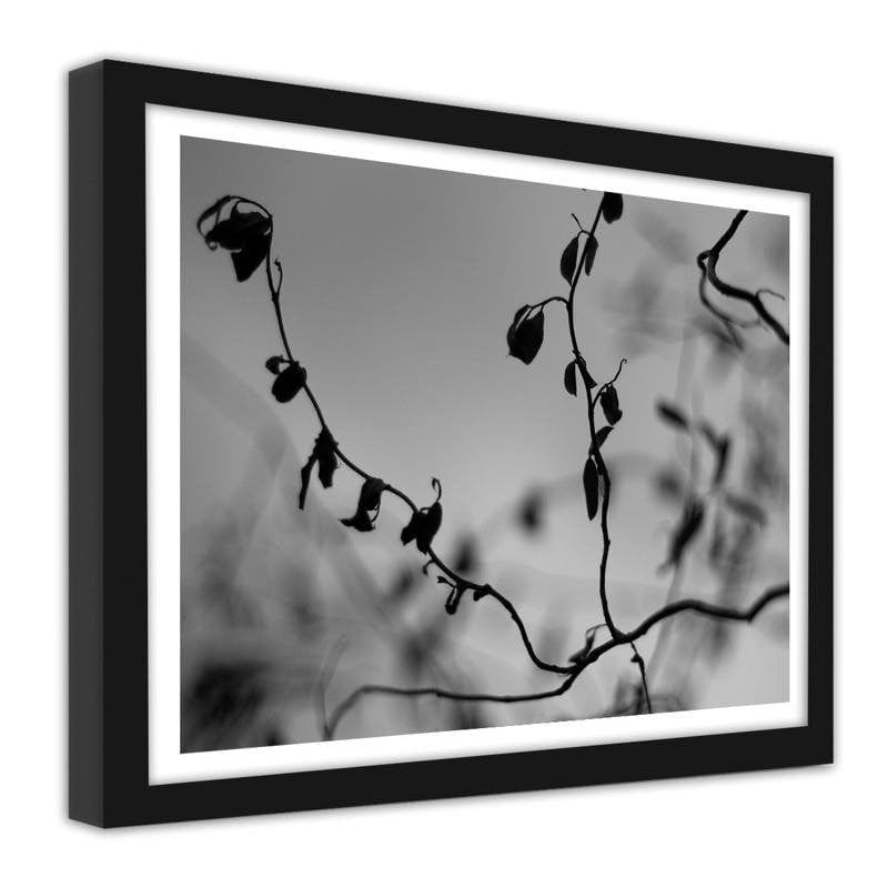 Glezna melnā rāmī - Twig on grey background 2 Home Trends