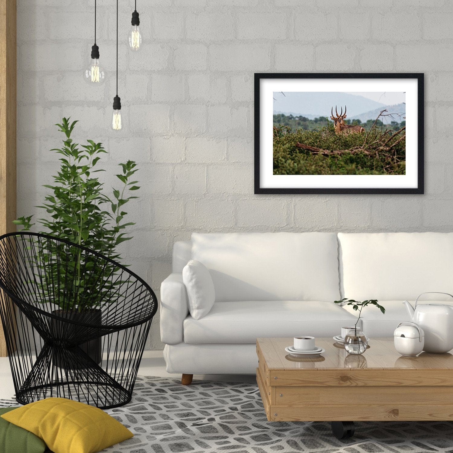 Glezna melnā rāmī - Two Antelopes Home Trends