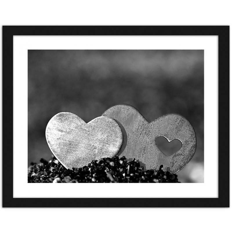 Glezna melnā rāmī - Two metal hearts Home Trends