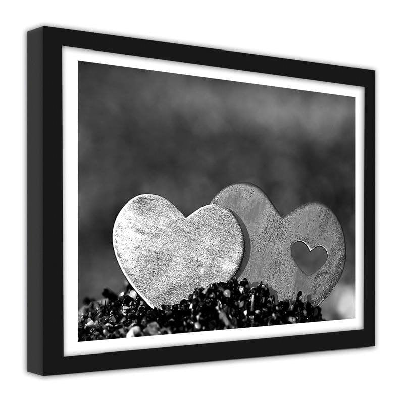 Glezna melnā rāmī - Two metal hearts Home Trends