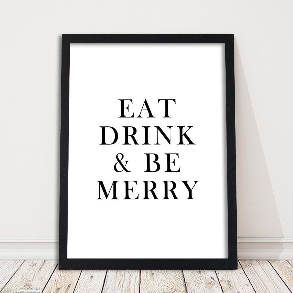 Glezna melnā rāmī - Typography Eat Drink Home Trends