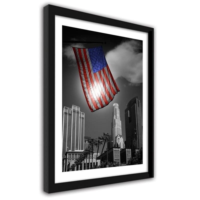 Glezna melnā rāmī - United States of America flag Home Trends