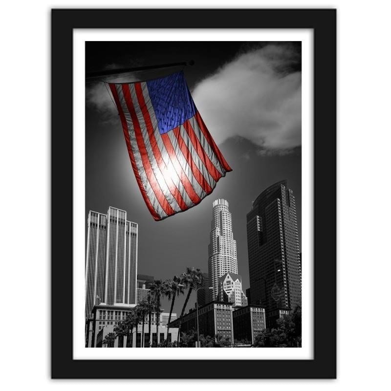 Glezna melnā rāmī - United States of America flag Home Trends