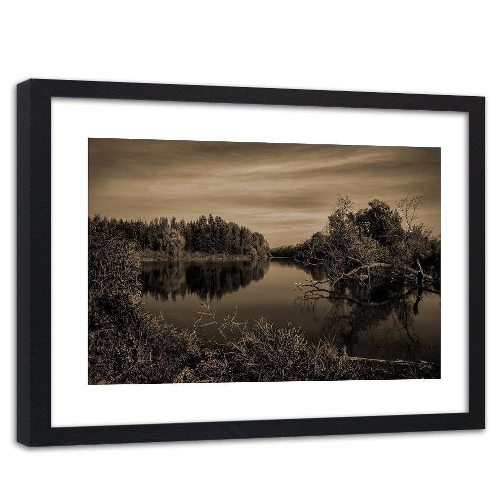 Glezna melnā rāmī - View Of The Lake 1 Home Trends