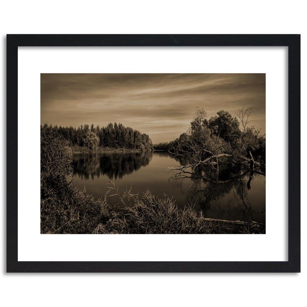 Glezna melnā rāmī - View Of The Lake 1 Home Trends