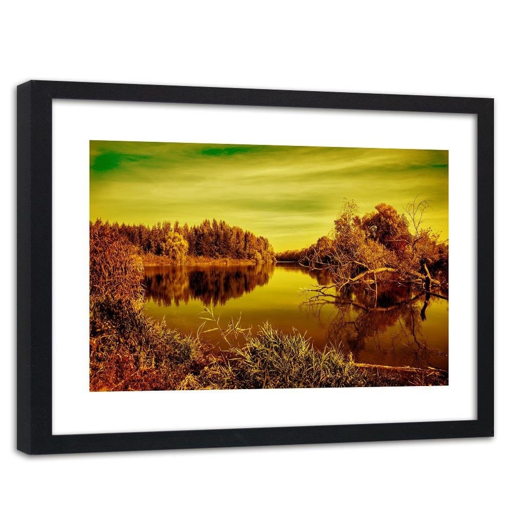 Glezna melnā rāmī - View Of The Lake 3 Home Trends