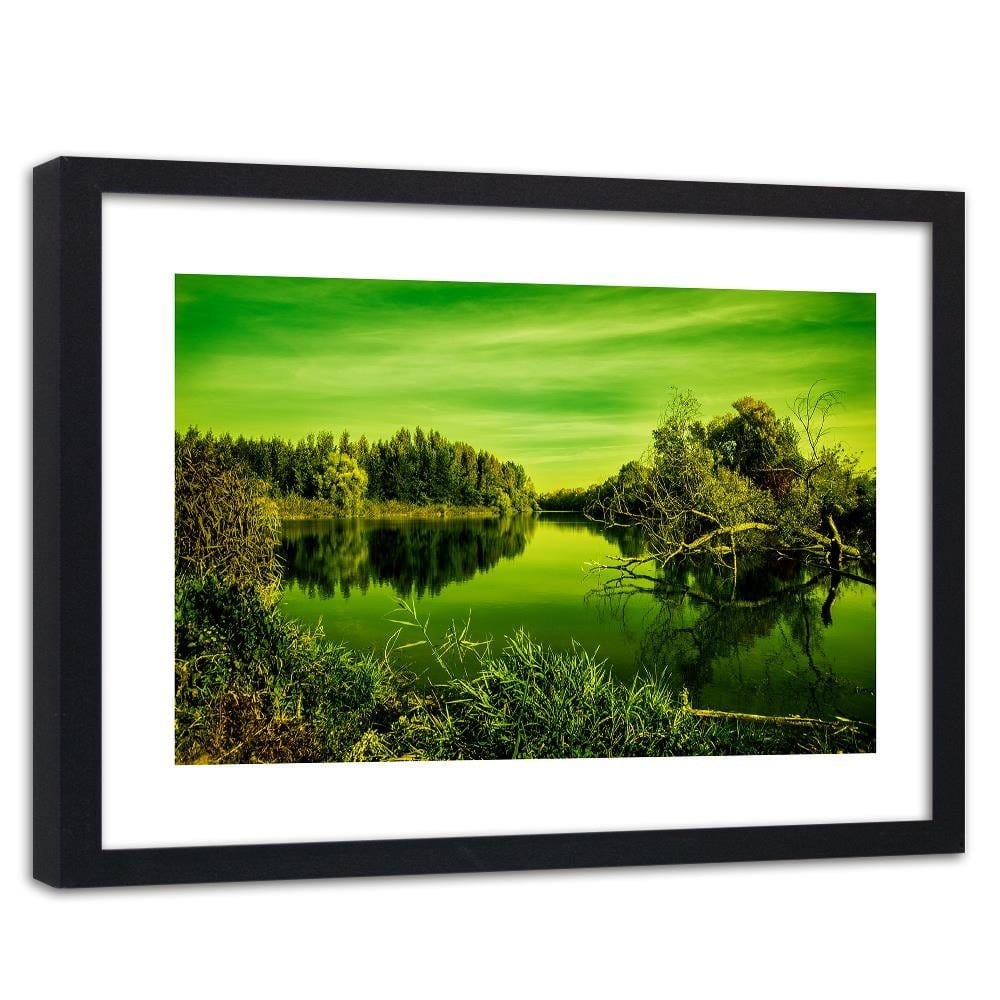 Glezna melnā rāmī - View Of The Lake 4 Home Trends