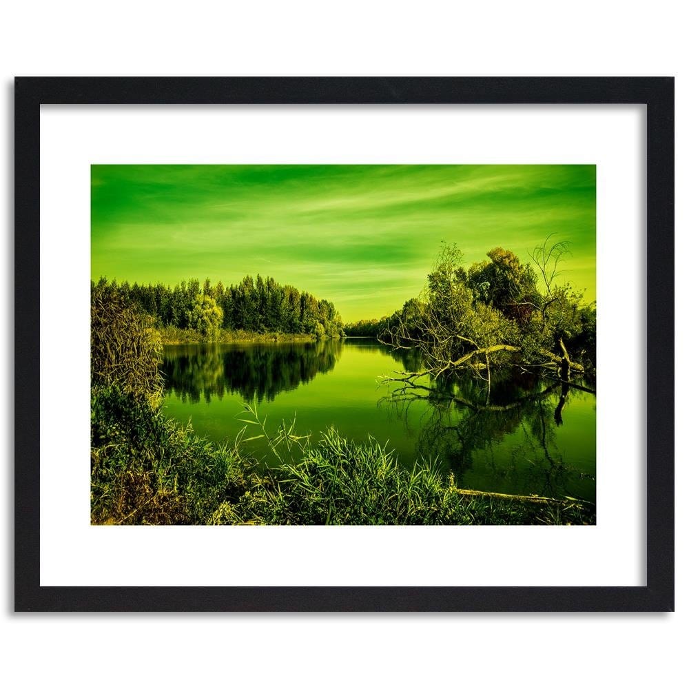 Glezna melnā rāmī - View Of The Lake 4 Home Trends