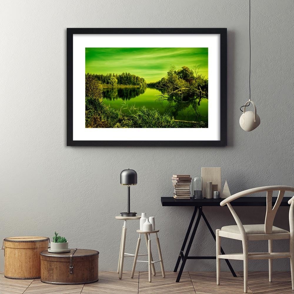 Glezna melnā rāmī - View Of The Lake 4 Home Trends