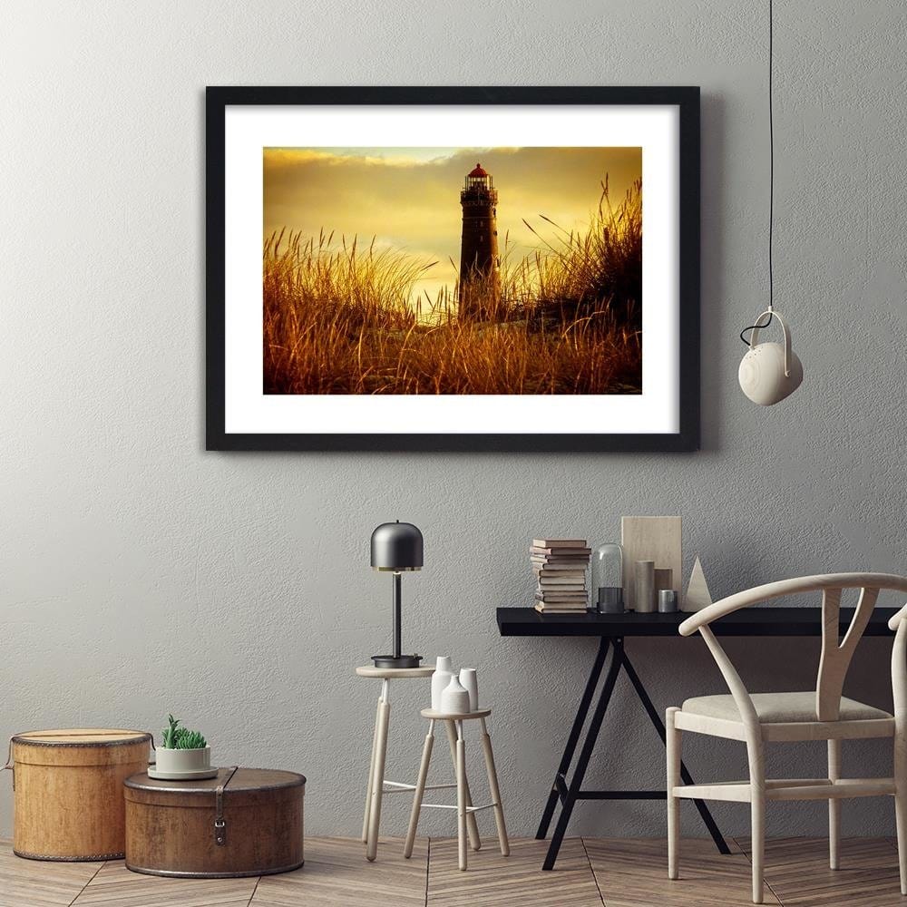 Glezna melnā rāmī - View Of The Lighthouse 3 Home Trends