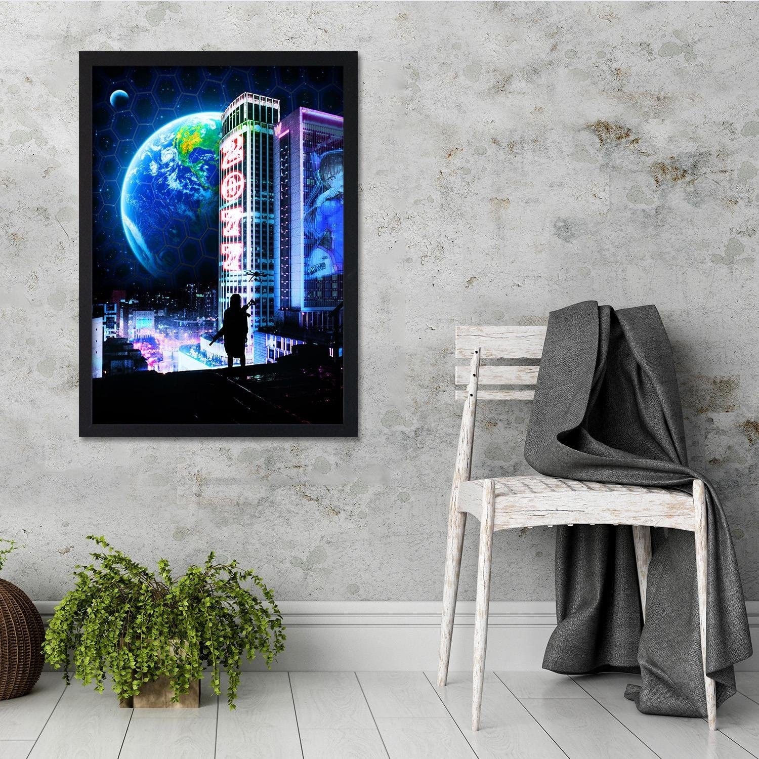 Glezna melnā rāmī - Visual Art Blue Home Trends