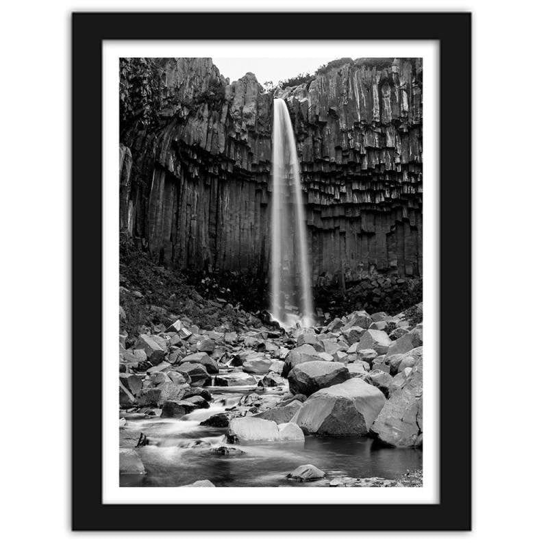 Glezna melnā rāmī - Waterfall among rocks Home Trends