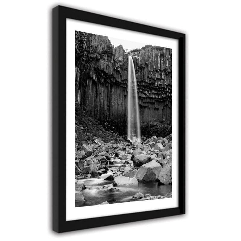 Glezna melnā rāmī - Waterfall among rocks Home Trends