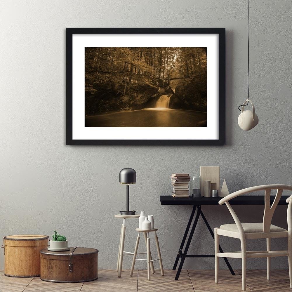 Glezna melnā rāmī - Waterfall And Autumn Trees 1 Home Trends