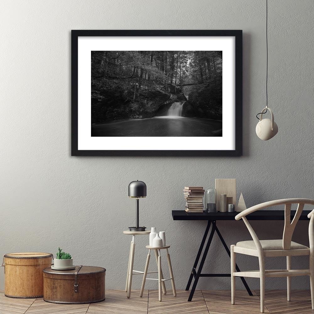 Glezna melnā rāmī - Waterfall And Autumn Trees 2 Home Trends