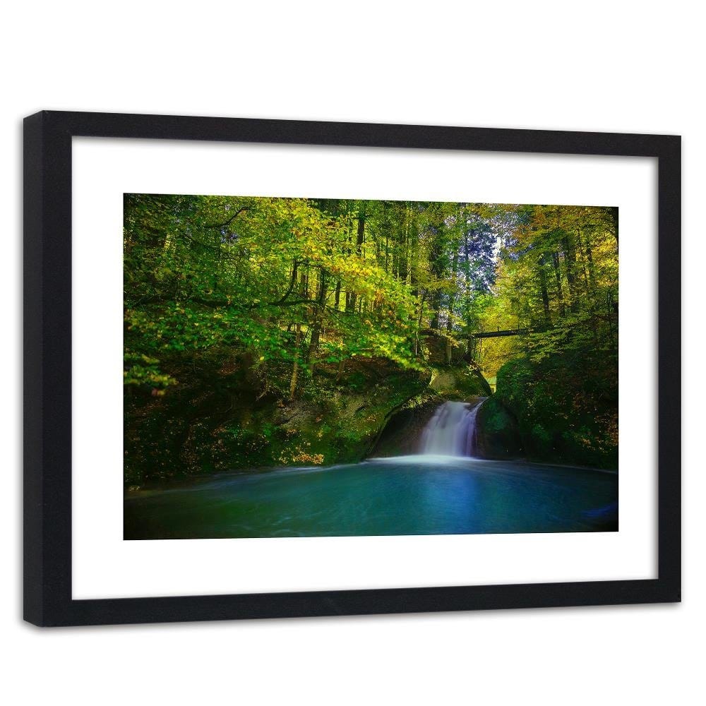 Glezna melnā rāmī - Waterfall And Autumn Trees 4 Home Trends