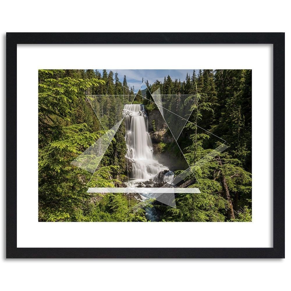 Glezna melnā rāmī - Waterfall And Geometric Figures 1 Home Trends