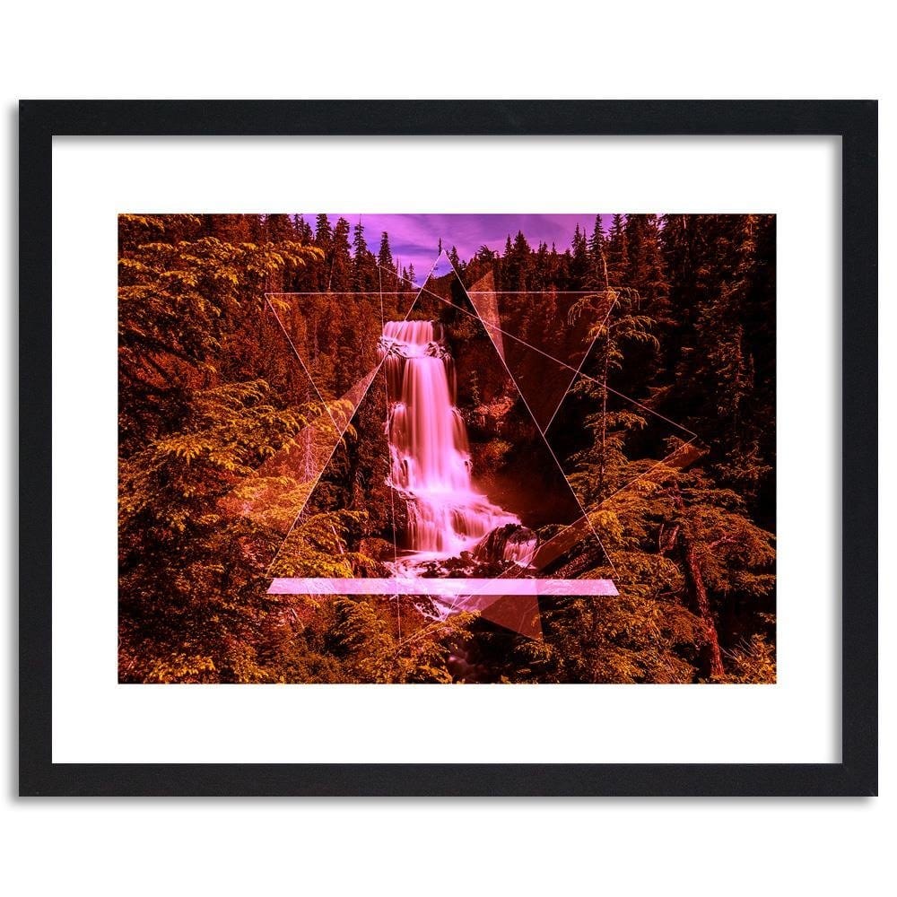 Glezna melnā rāmī - Waterfall And Geometric Shapes 2 Home Trends