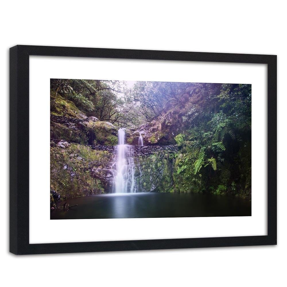 Glezna melnā rāmī - Waterfall In The Forest Home Trends