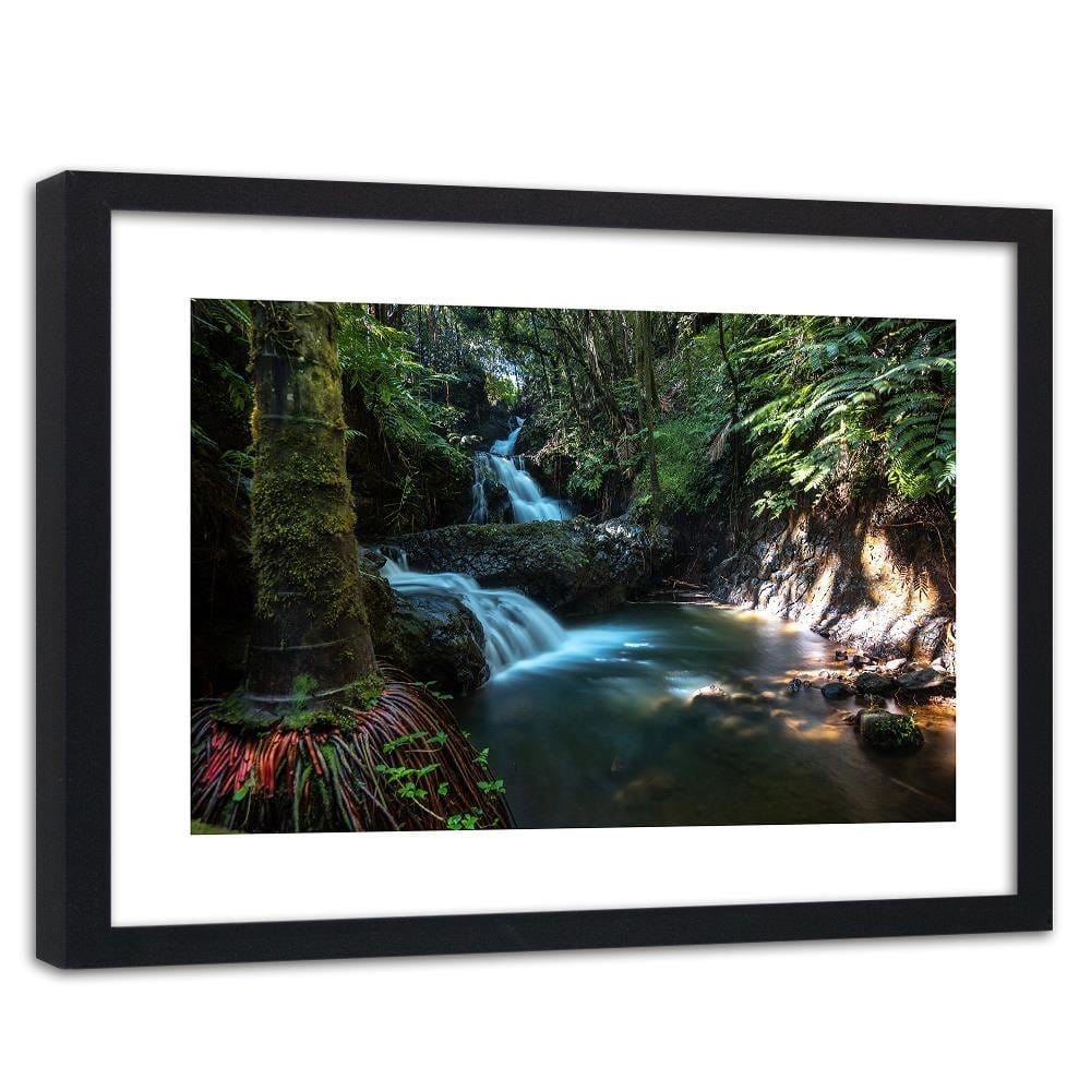 Glezna melnā rāmī - Waterfall In The Tropics Home Trends