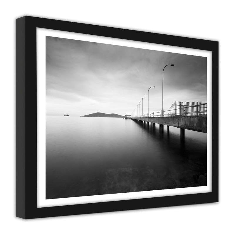 Glezna melnā rāmī - Waterfront marina Home Trends