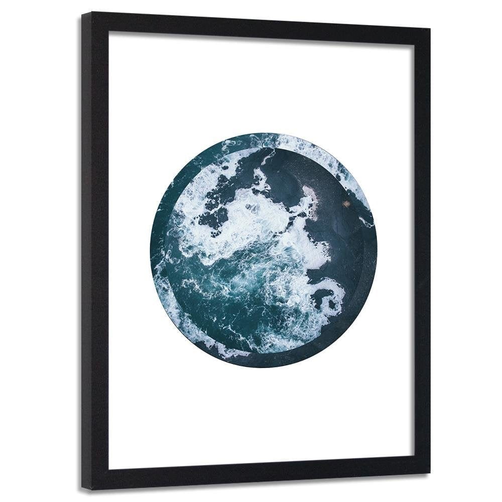 Glezna melnā rāmī - Waves In A Circle Home Trends