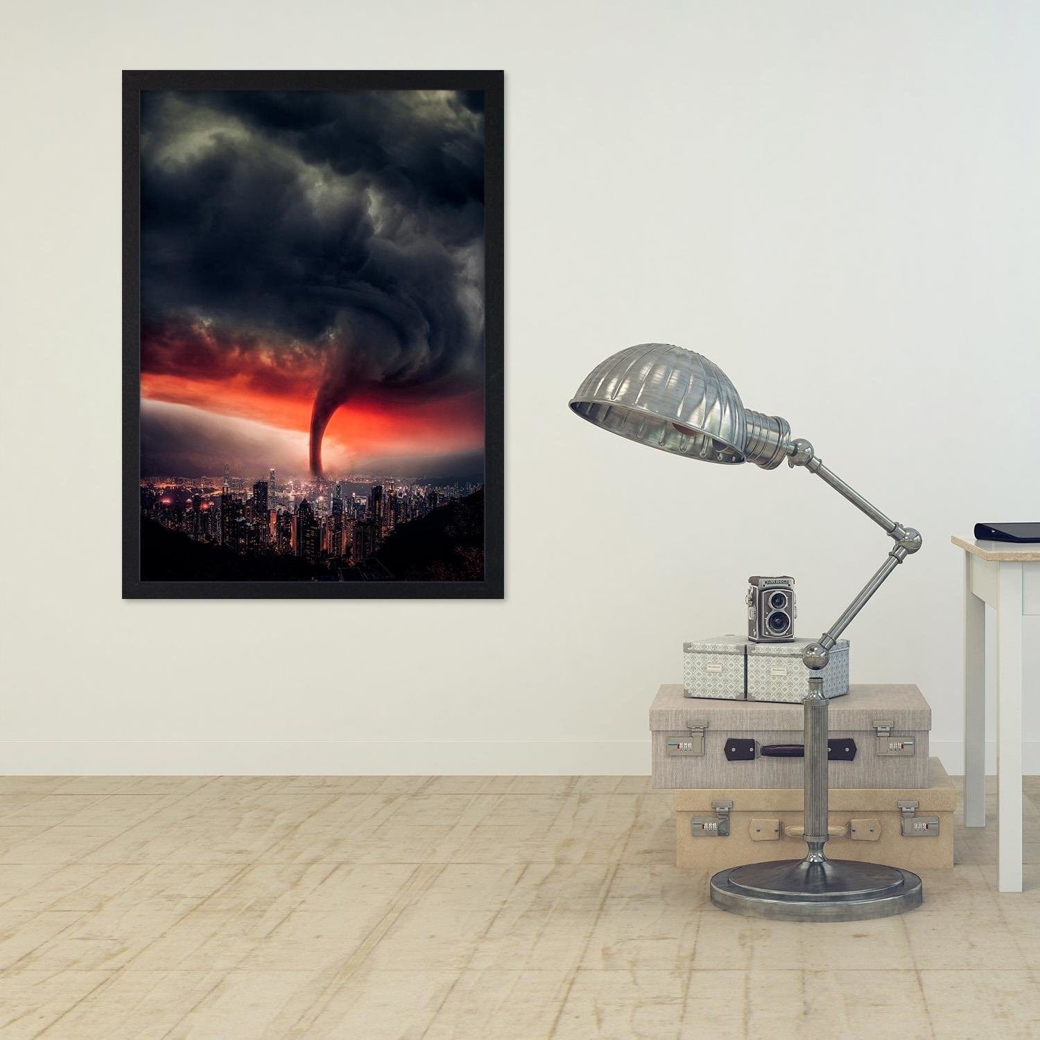 Glezna melnā rāmī - Whirlwind Over The City Home Trends