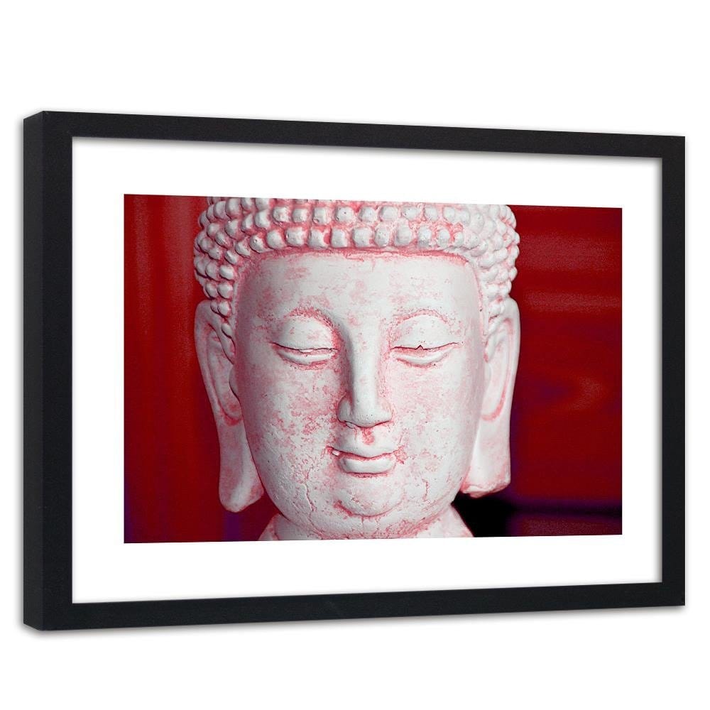 Glezna melnā rāmī - White Buddha Head Home Trends