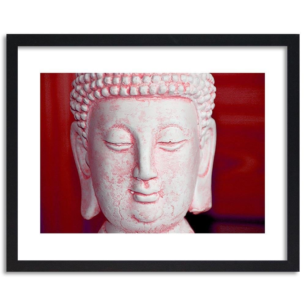 Glezna melnā rāmī - White Buddha Head Home Trends