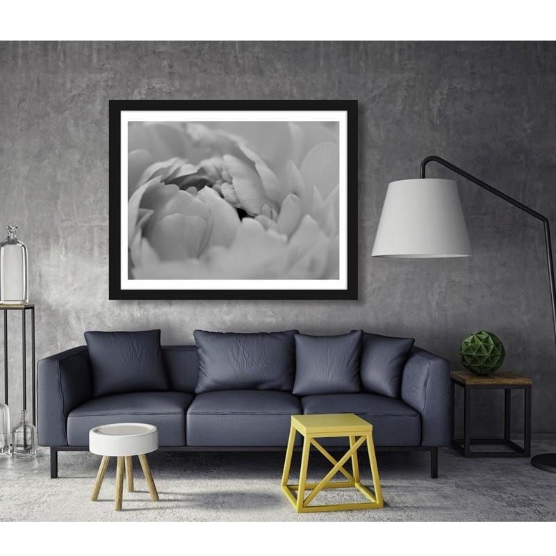 Glezna melnā rāmī - White flower macro Home Trends