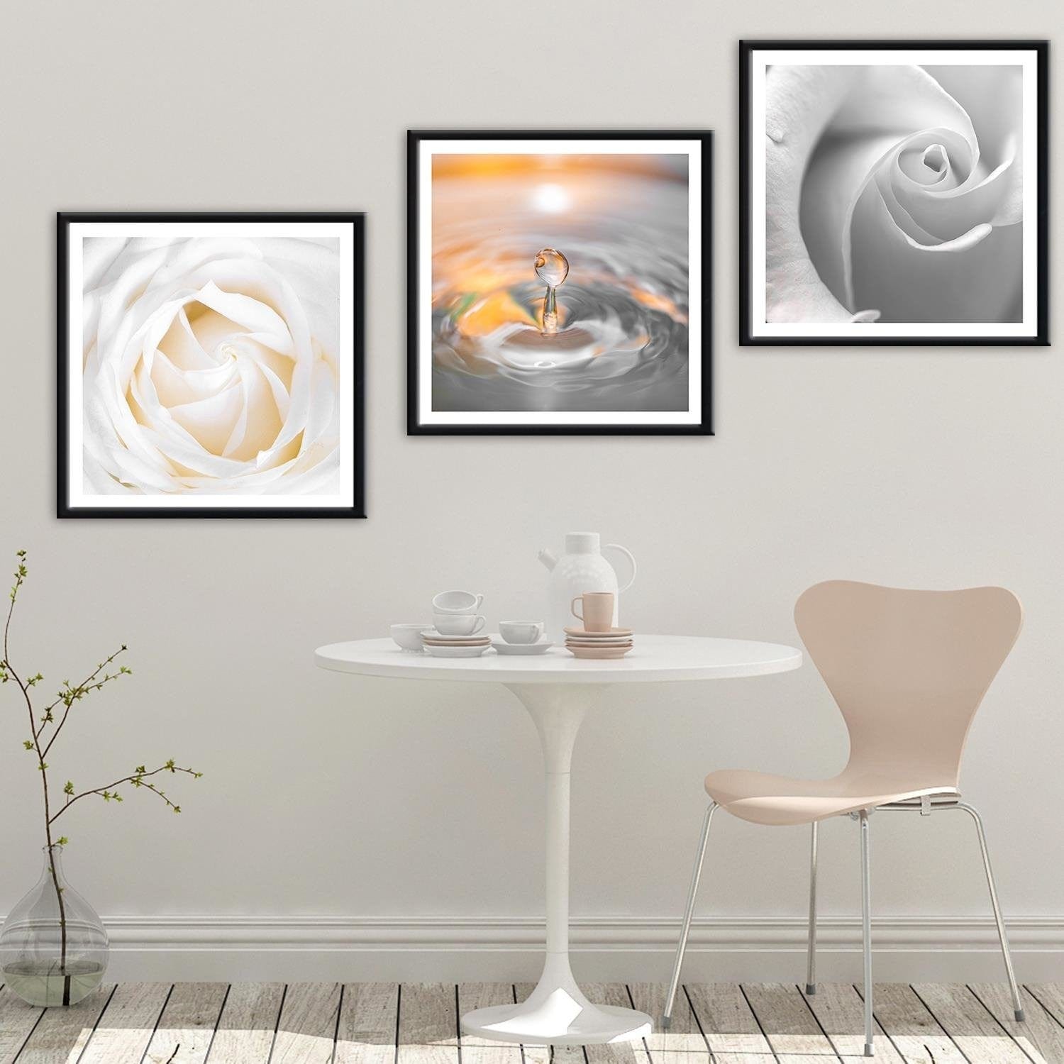 Glezna melnā rāmī - White Rose 2 Home Trends