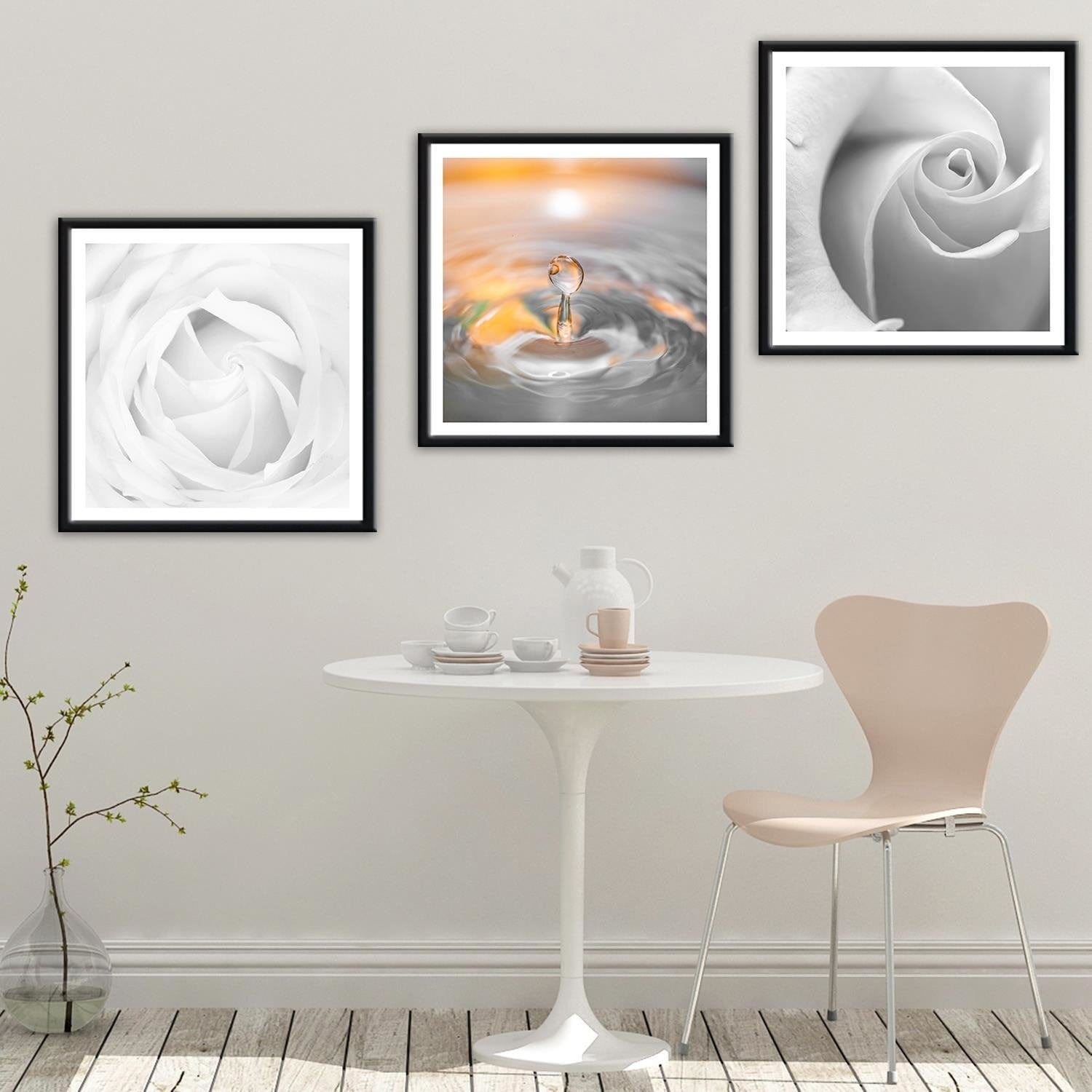 Glezna melnā rāmī - White Rose 3 Home Trends