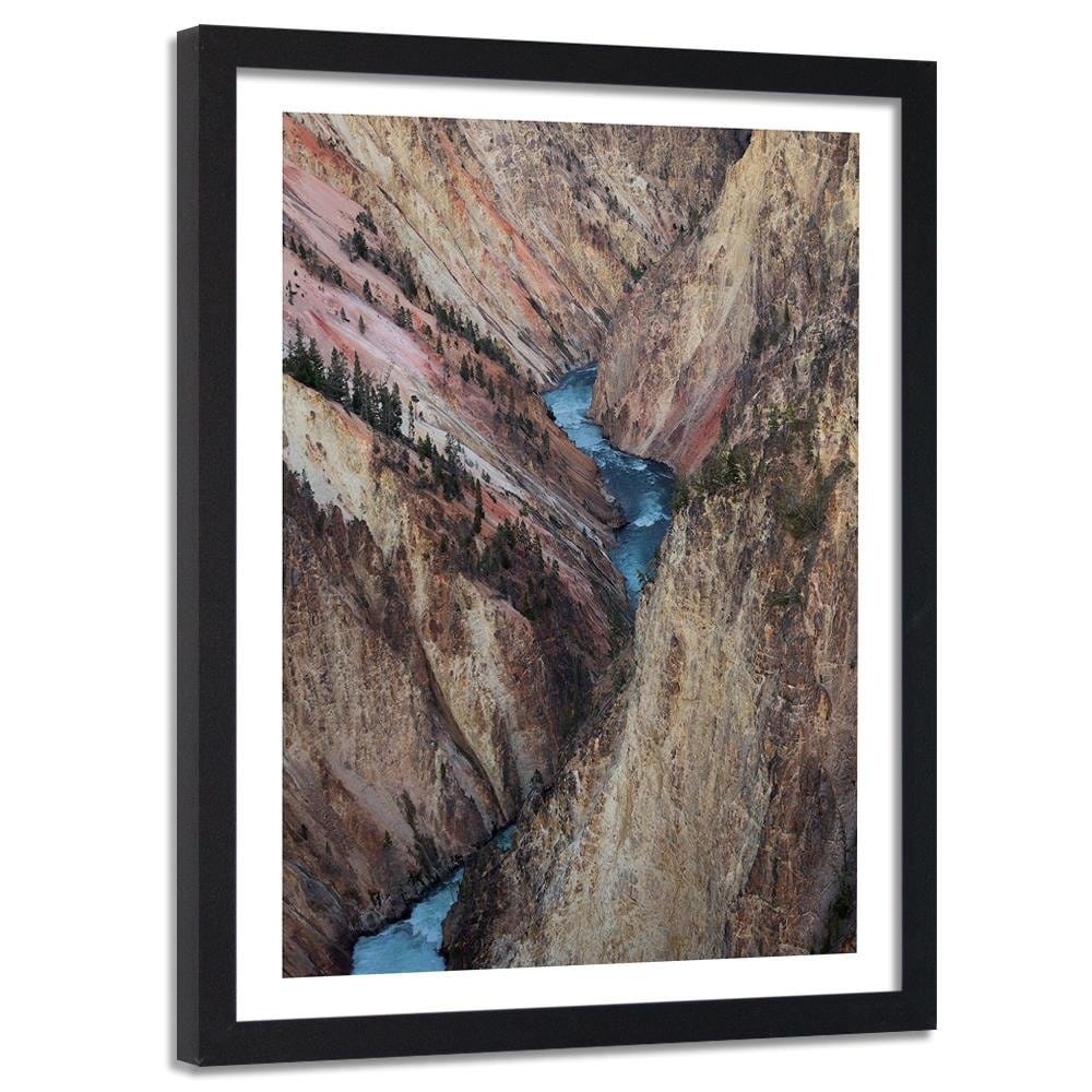 Glezna melnā rāmī - Wild River Among The Rocks Home Trends