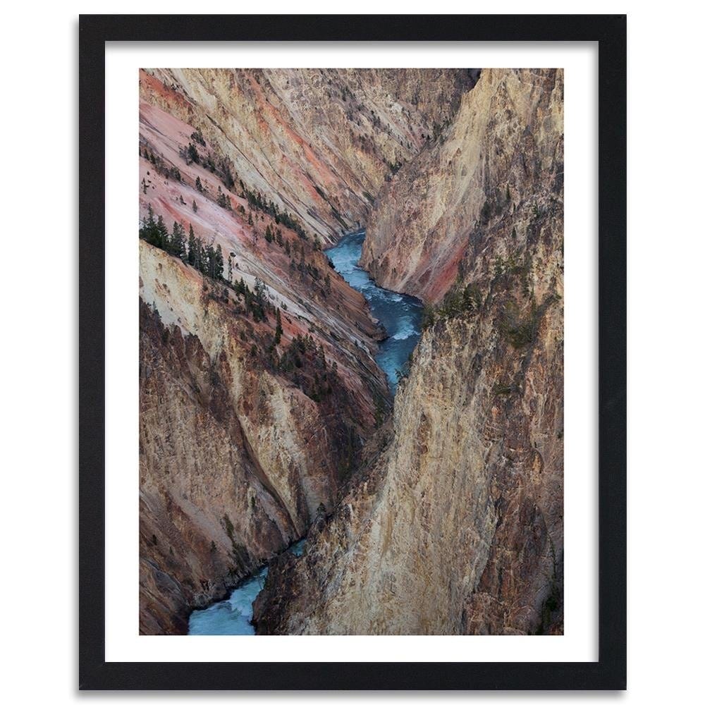 Glezna melnā rāmī - Wild River Among The Rocks Home Trends