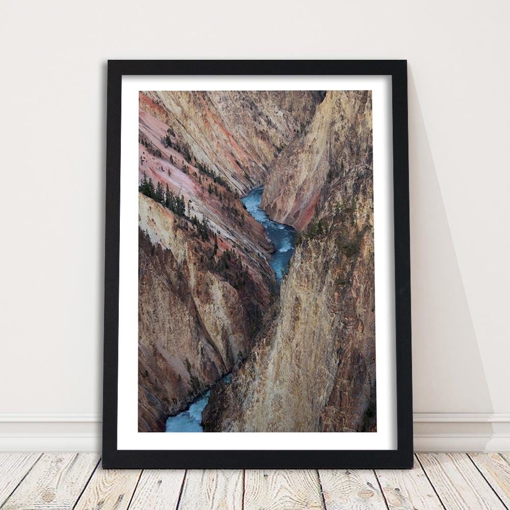 Glezna melnā rāmī - Wild River Among The Rocks Home Trends