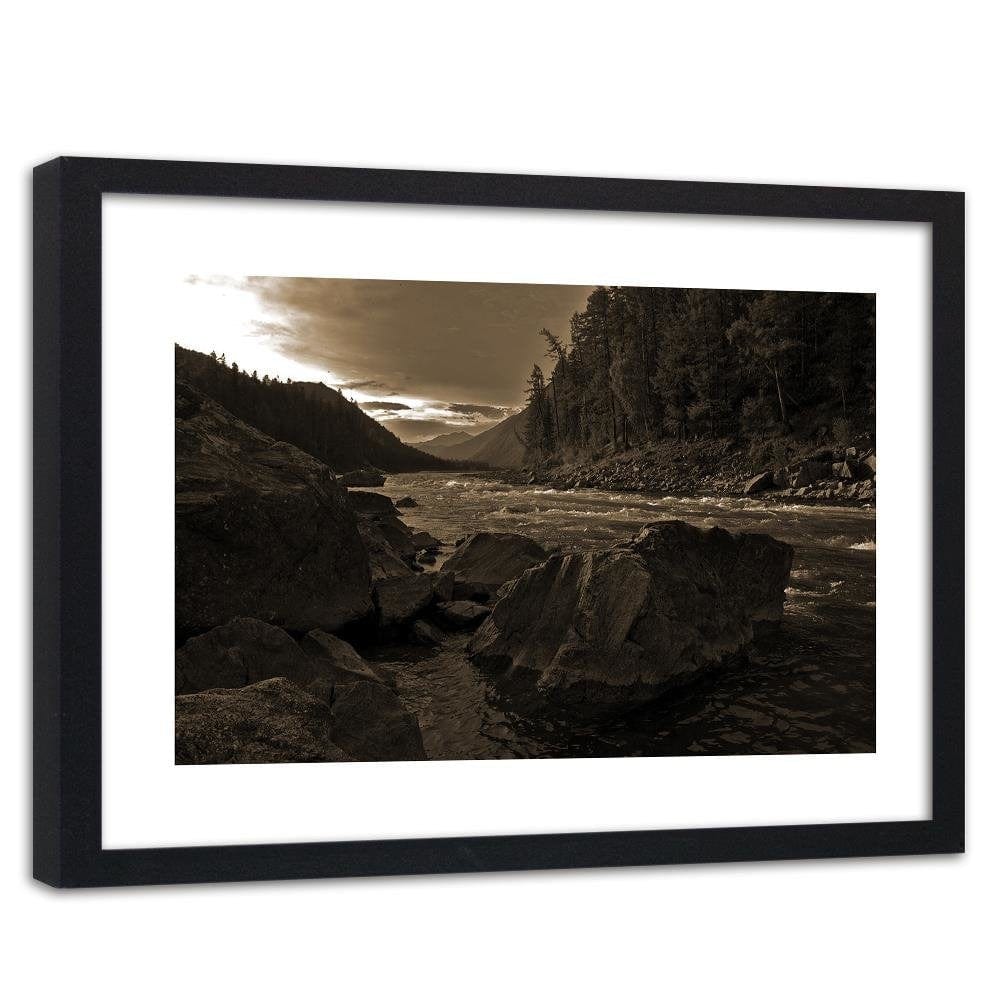 Glezna melnā rāmī - Wild River In The Mountains 1 Home Trends