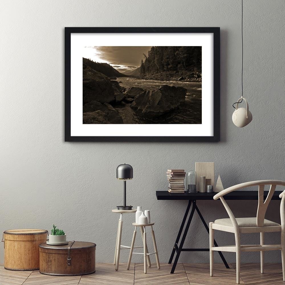Glezna melnā rāmī - Wild River In The Mountains 1 Home Trends