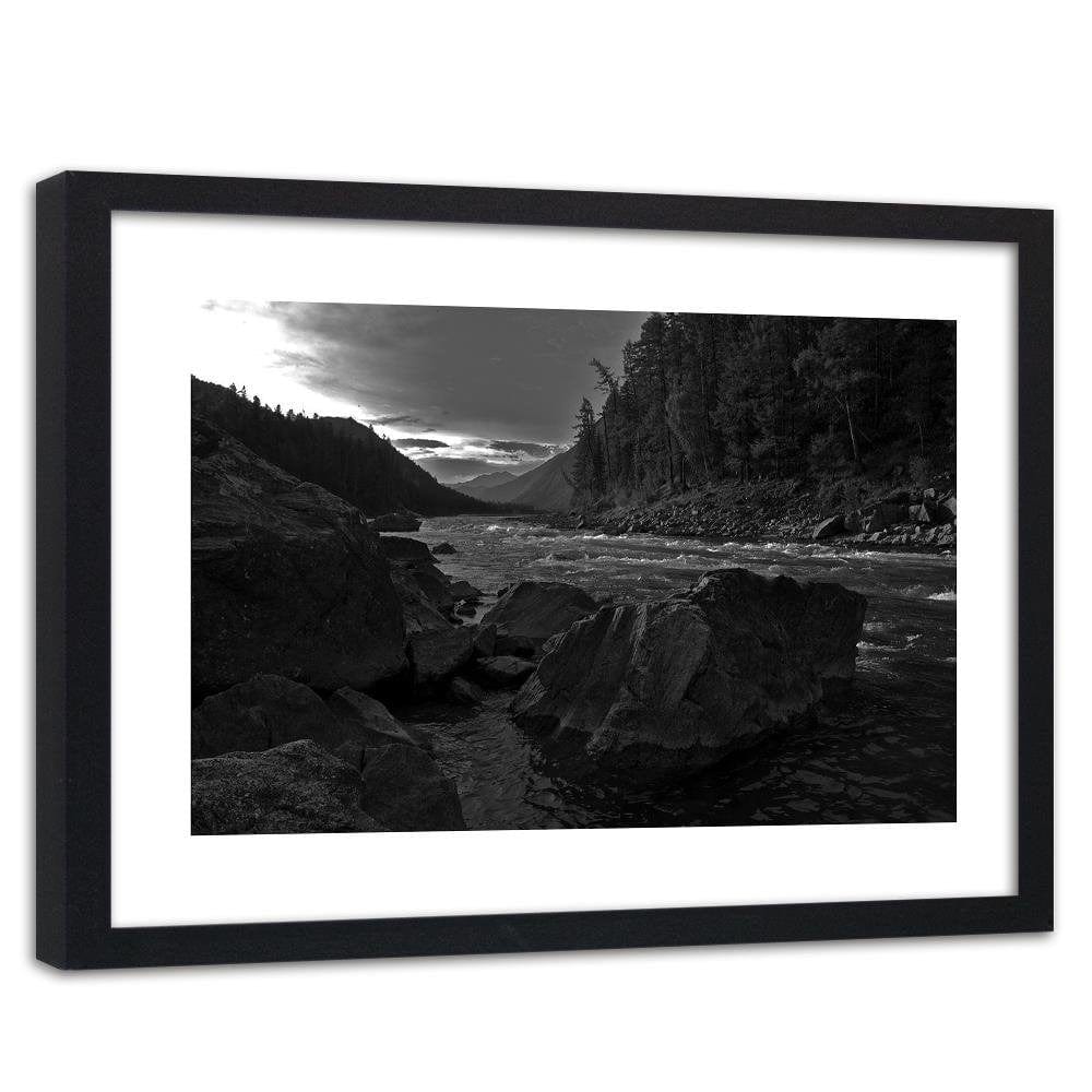 Glezna melnā rāmī - Wild River In The Mountains 2 Home Trends
