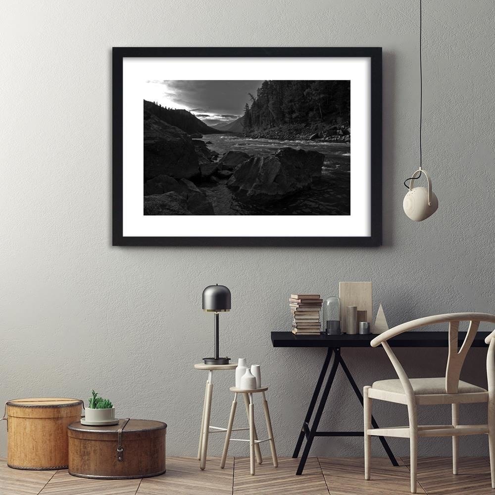 Glezna melnā rāmī - Wild River In The Mountains 2 Home Trends
