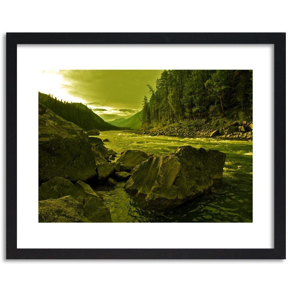 Glezna melnā rāmī - Wild River In The Mountains 3 Home Trends