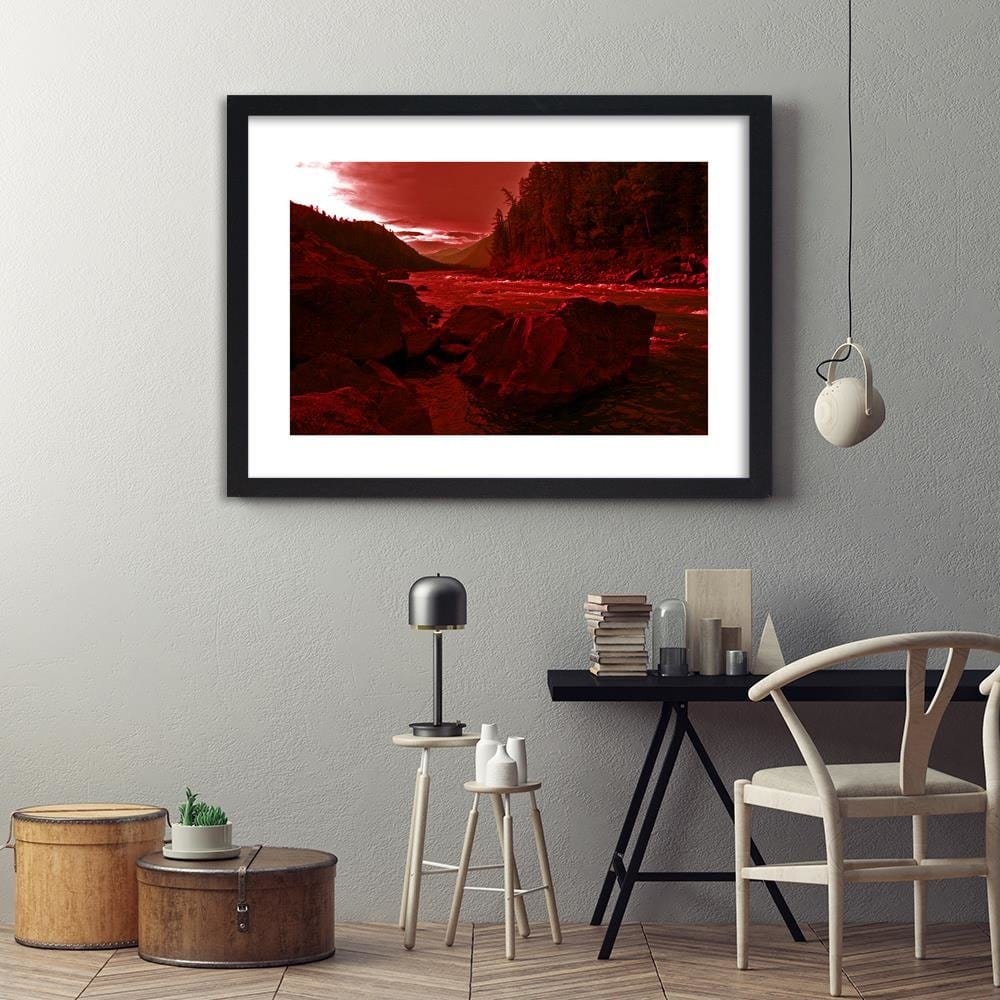 Glezna melnā rāmī - Wild River In The Mountains 4 Home Trends