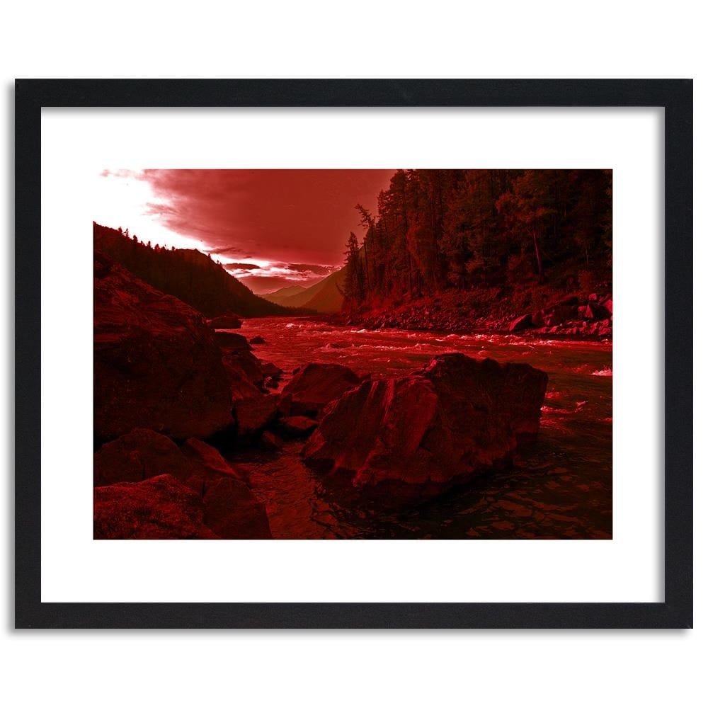 Glezna melnā rāmī - Wild River In The Mountains 4 Home Trends
