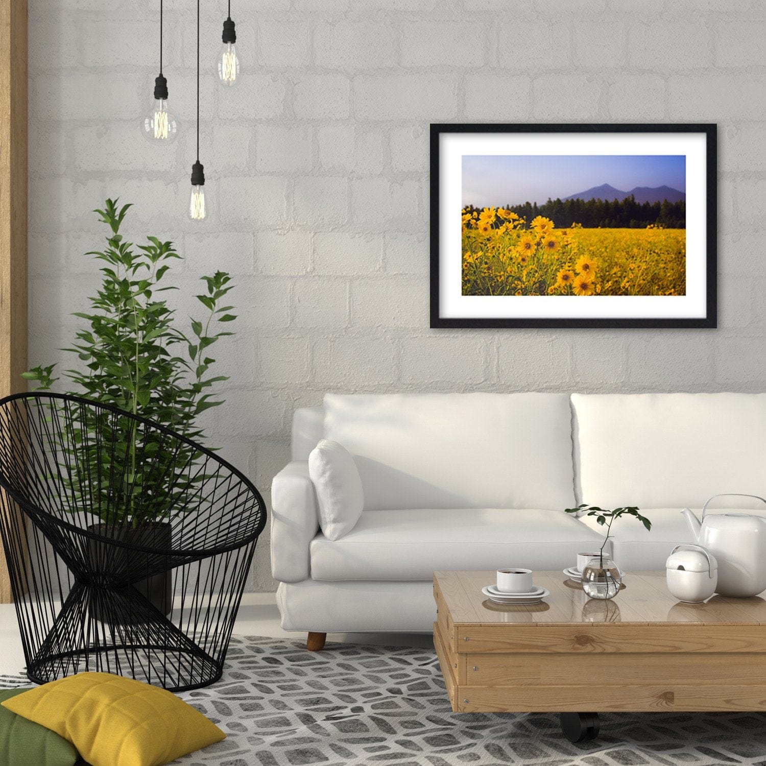 Glezna melnā rāmī - Wild Yellow Flower Home Trends