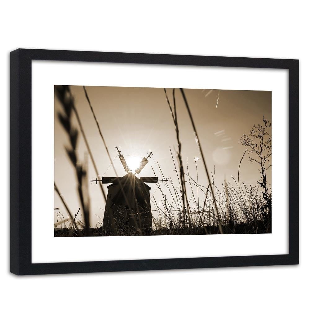 Glezna melnā rāmī - Windmill At Sunset 1 Home Trends