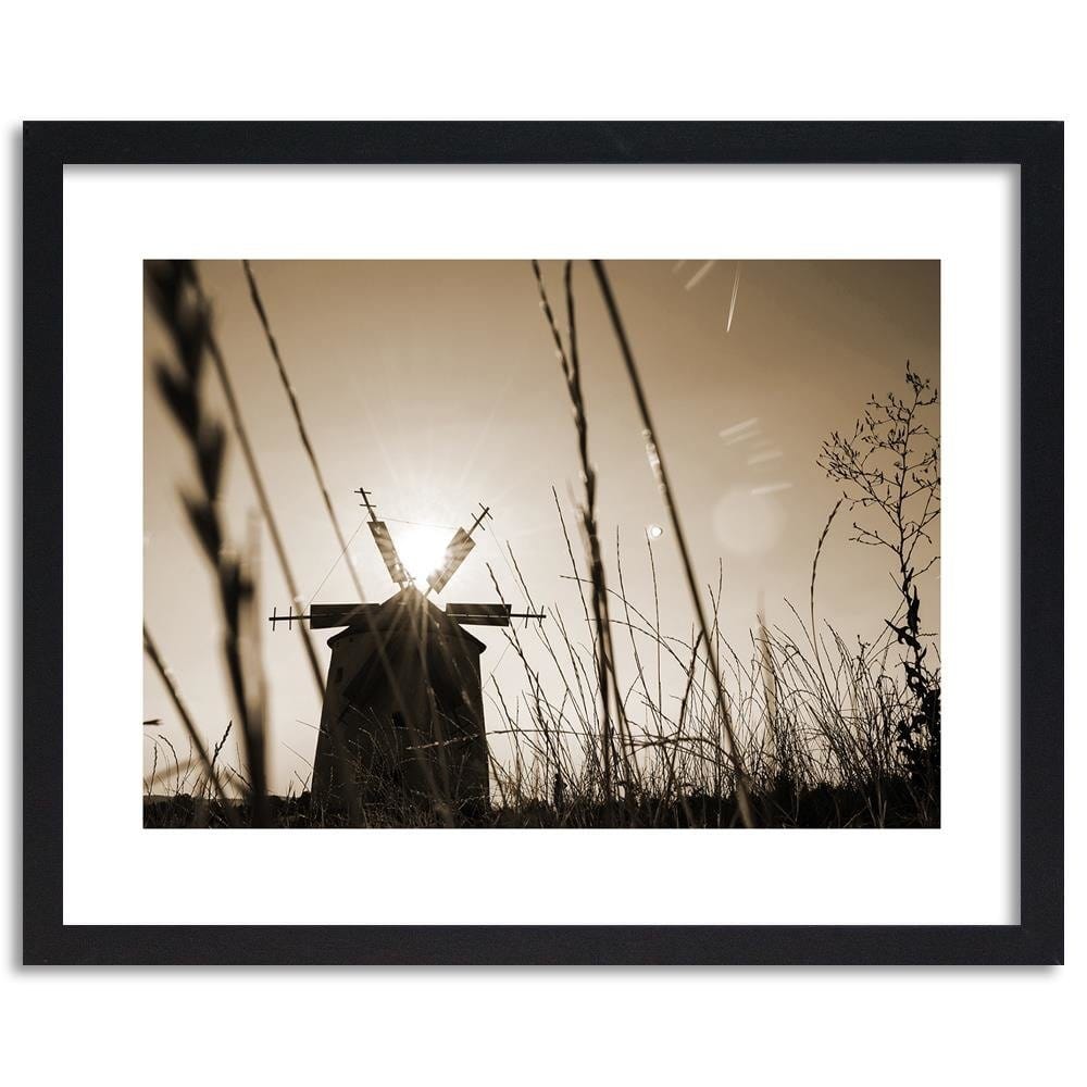 Glezna melnā rāmī - Windmill At Sunset 1 Home Trends