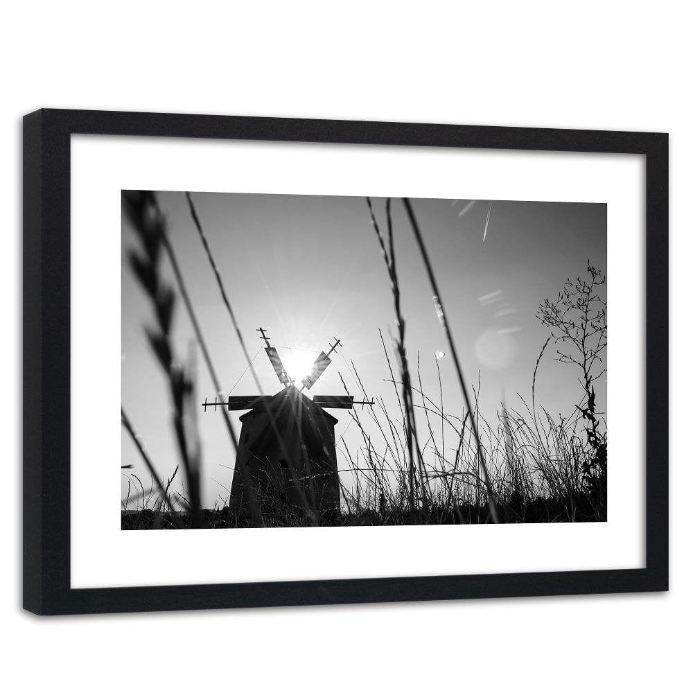 Glezna melnā rāmī - Windmill At Sunset 2 Home Trends