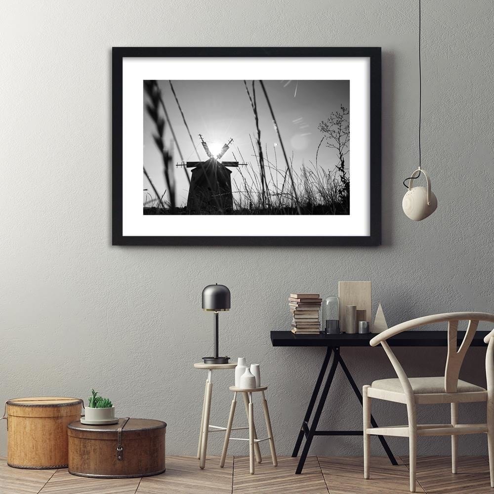 Glezna melnā rāmī - Windmill At Sunset 2 Home Trends